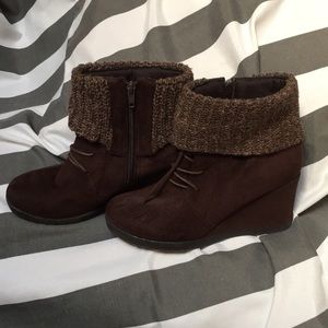 Brown Faux Suede Sock Boots